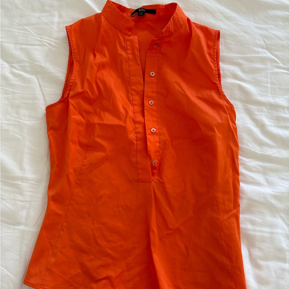 Hugo Boss Vibrant Orange Sleeveless Blouse